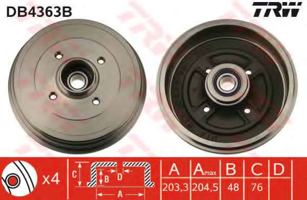 BКBEN HAM TRW DB4363B RENAULT CLIO III 1.2, 1.2 16V 05-, 1.4 16V 05-, 1.5D 07-, 1.5DCI 05-, MODUS 1.2 05-