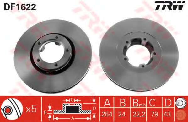 TARCZA HAM TRW DF1622 FORD TRANSIT 2.0 91-94, 2.5DI 92-00, 2.5TD 91-00