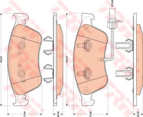 KLOCKI HAM TRW GDB1811 AUDI A8 2.8FSI 07-10, 3.2FSI 05-10, 3.0TDI QUATTRO 03-10