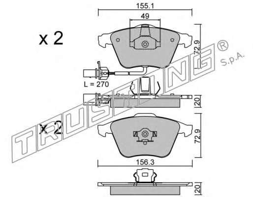 Комплект тормозных колодок, дисковый тормоз