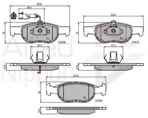 Комплект тормозных колодок, дисковый тормоз