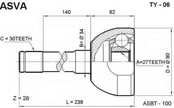 Шарнирный комплект, приводной вал