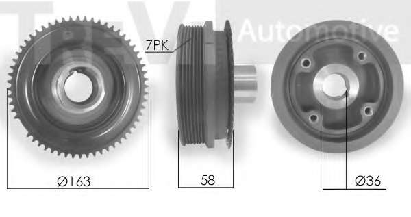 Ременный шкив, коленчатый вал